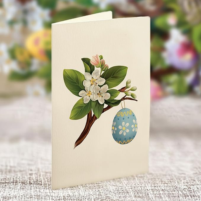 Freshcut Paper Pop Up Cards, Easter Egg Tree, 12 Inch Life Sized Paper House Plants 3D Popup Greeting Card, Easter Card, Thank You Cards, Blank Notecard & Envelope