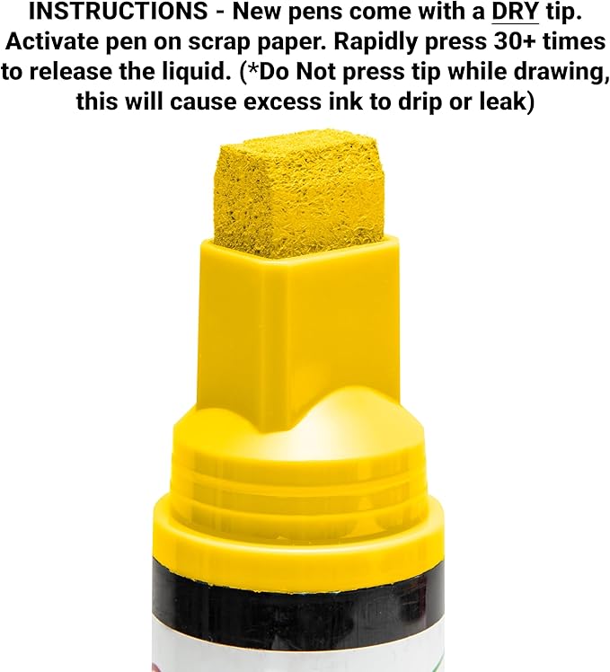 Glass Pen Window Marker: Liquid Chalk Pens for Glass, Whiteboard Markers with Washable Paint - Graduation, Car Windows, Mirror Pen, Storefront, Wedding, Parade, Party & Holiday (Yellow, Jumbo Tip)