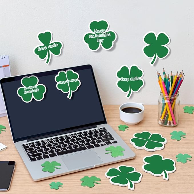 48 Pieces St. Patrick's Day Sticky Notes Shamrock Notes Pads Self-Adhesive Irish Sticky Memo Notes for School Office Home Supplies Students Teachers Presents St. Patrick's Day