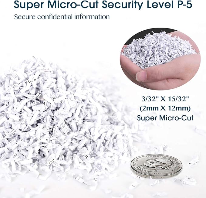 WOLVERINE 10-Sheet Super Micro Cut High Security Level P-5 Heavy Duty Paper/CD/Card Ultra Quiet Shredder for Home Office by 60 Mins Running Time and 6 Gallons Pullout Waste Bin SD9112(White ETL)