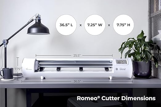 Siser Romeo Essential Bundle - 24" Professional Cutting Machine for Vinyl, Paper, and More – WiFi Compatible with Windows & Mac - Includes Leonardo Design Studio Software, Roll Holder Accessory