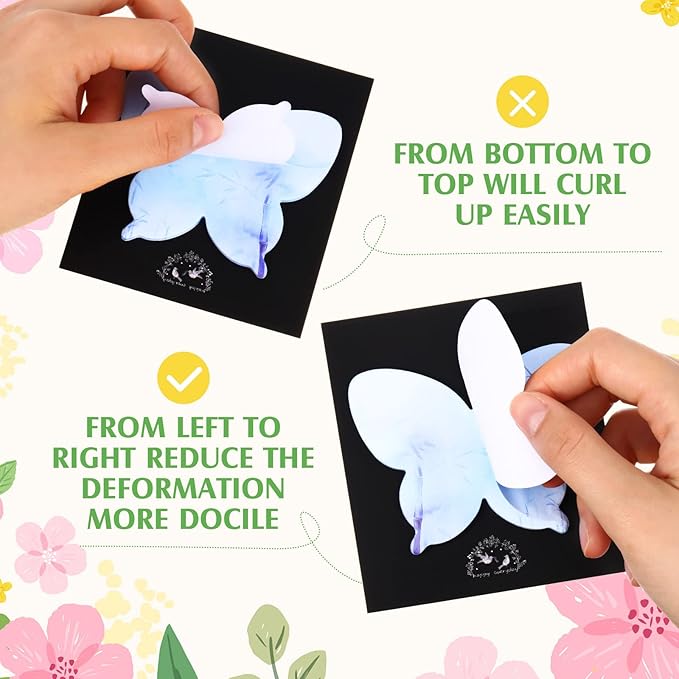 Breling 360 Pieces Sticky Notes Cute Butterfly Shaped Self-Sticky Notes Colored Watercolor Sticky Note Memo Pads for Reminders Studying School Home Family Office Supplies