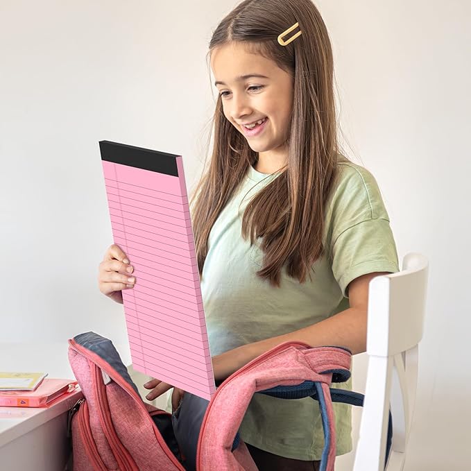 Colored Legal Pads 8.5 x 11 Legal Pads 2 Pack Wide Ruled Notepads Colored Note Pads 8.5x11 Perforated Legal Notepads 21LB Legal Pad 30 Sheets Writing Pads for School, College, Office (Pink/Purple)