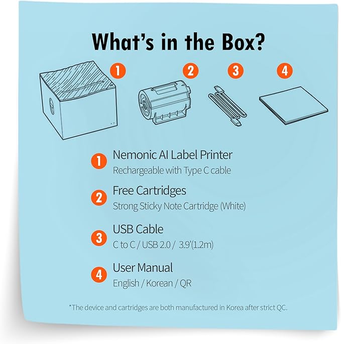 Nemonic AI | Label Printer | Sticky Note | Compatible with CHATGPT | Inkless Bluetooth Thermal Label Printer for Small Business | Portable Wireless