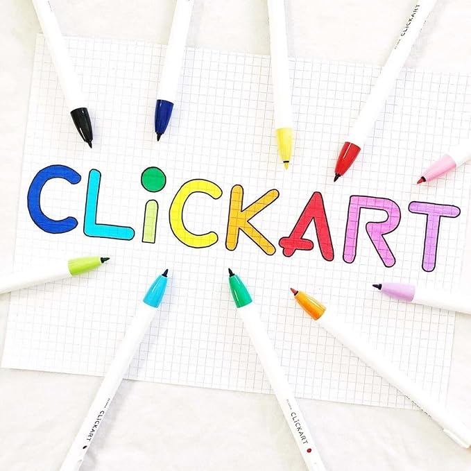 Zebra Pen ClickArt Retractable Marker Pen, 0.6mm, Assorted Celebration Colors, 6-Pack (69076)