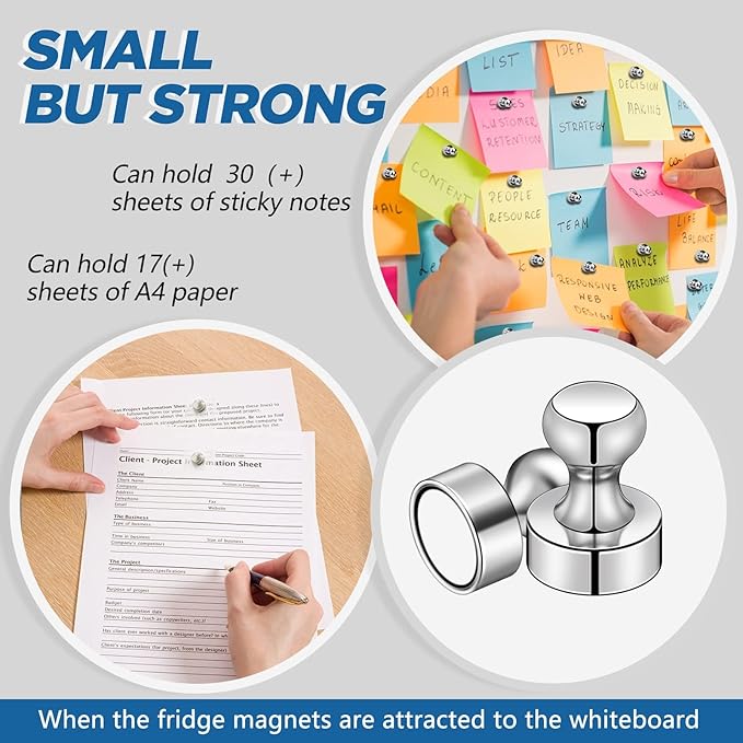 LOVIMAG Fridge Magnet Refrigerator Magnets, Small Push Pin Magnets Strong Magnets for Whiteboard, Fridge, Office, Classroom and Map Magnets, Pack of 20