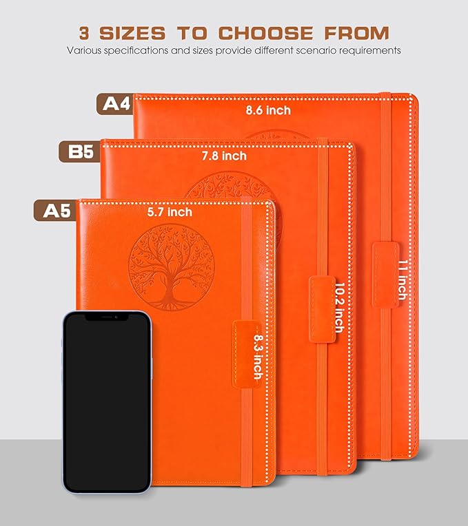 Lined Journal Notebook for Women Men,256 Pages B5 Large Hardcover Leather Journals for Writing,Travel,Business,Work,School,College Ruled Notebooks for Note Taking,Diary Notepad 7.8"×10.2"
