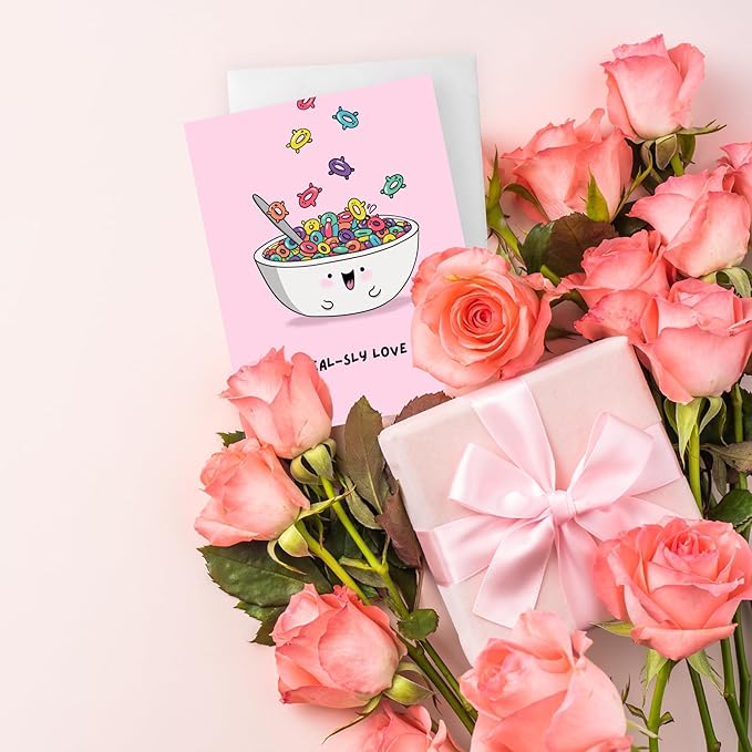 ALY LOU Birthday Card Anniversary Mother's Day Father's Day/Mom Dad/Her Him/Husband Boyfriend/Girlfriend Wife/Greeting Card (I Cereal-sly Love You)