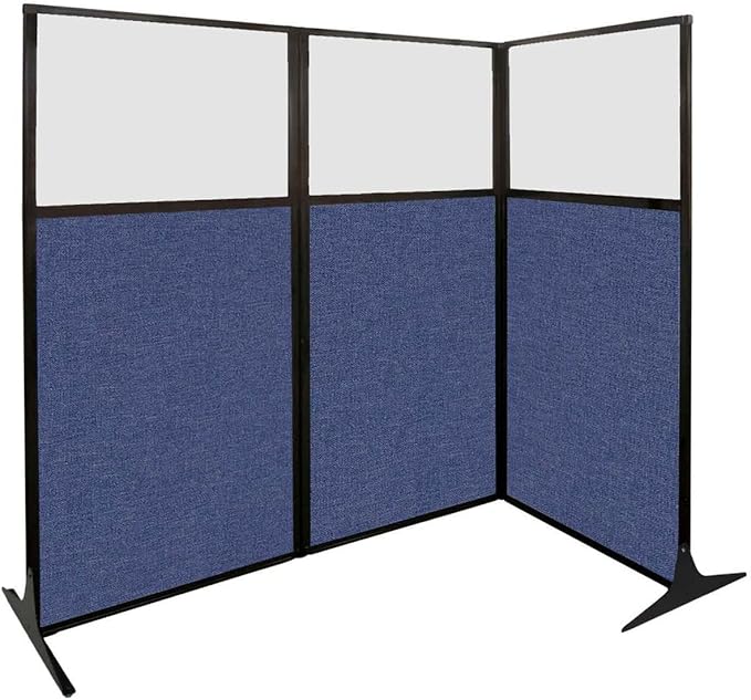 Versare Office Workstation Screen | Portable Wall Divider | Modern Cubicle | Freestanding Privacy Screen | Flexible Work Space | 2 Panels | 66" Wide x 70" Tall Blue SoundSorb Panels