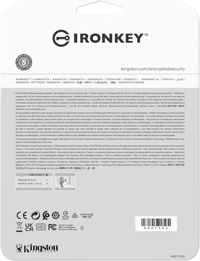 Kingston Ironkey Vault Privacy 50 USB-C 32GB Flash Drive | FIPS 197 Certified | XTS-AES 256-bit | BadUSB and Brute Force Protection | Mult-Password Option | IKVP50C/32GB