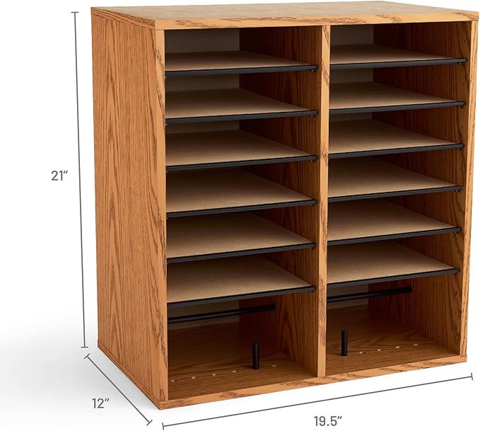 Safco Wooden Paper and Mail Organizer for Home Office and Classroom, Adjustable Shelves and Stackable