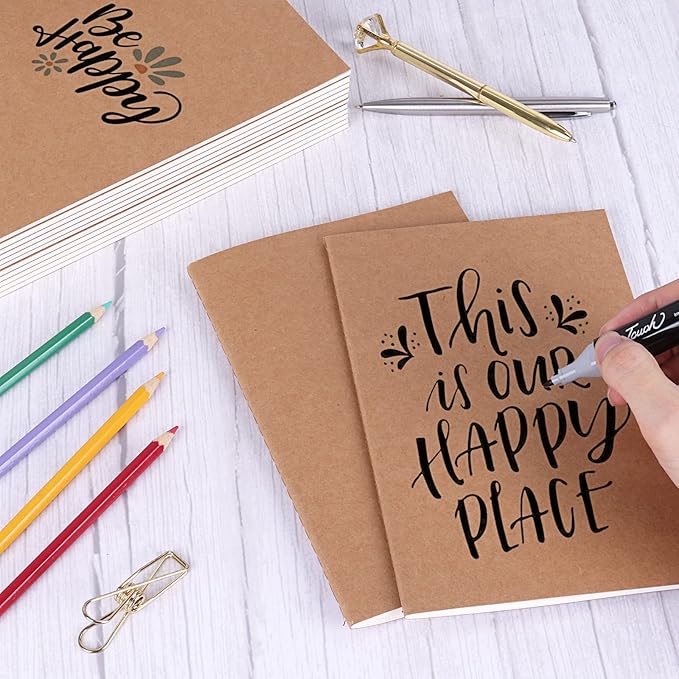 EOOUT 48pcs Kraft Paper Notebooks, Journals for Kids, Blank Paper, 60 Pages, 80GSM, 8.3 X 5.5 Inch, Travel Journal Set, for Travelers, Students and Office Supplies
