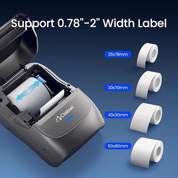 CLABEL Label Maker Machine with Tape: 221B Inkless Label Printer 2 Inch Portable Bluetooth Handheld Sticker Barcode Thermal Printer Compatible with Phone & PC for Small Business Retail School Office