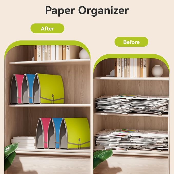 ABC life 3 Pack Expanding File Folder Organizer Poly Pockets A4/Letter Size, Plastic Expandable File Wallet/Colorful Document Folder with Elastic Closure, Premium Accordion File Pouch, 2 Card Holder