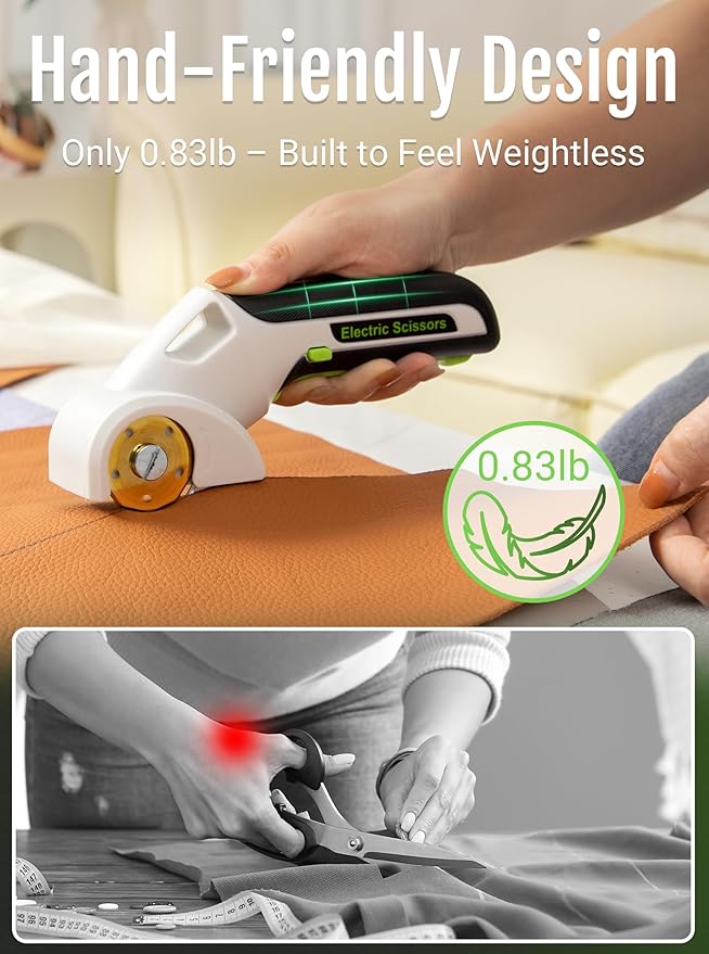 2025 NEW 4V Cordless Electric Scissors, Cardboard Cutter with 2 Titanium Blade, Safety Lock & Extra Blade, Rotary Cutter for Cardboard,Fabric,Plastic, Gifts for Men&Women - Pearl White