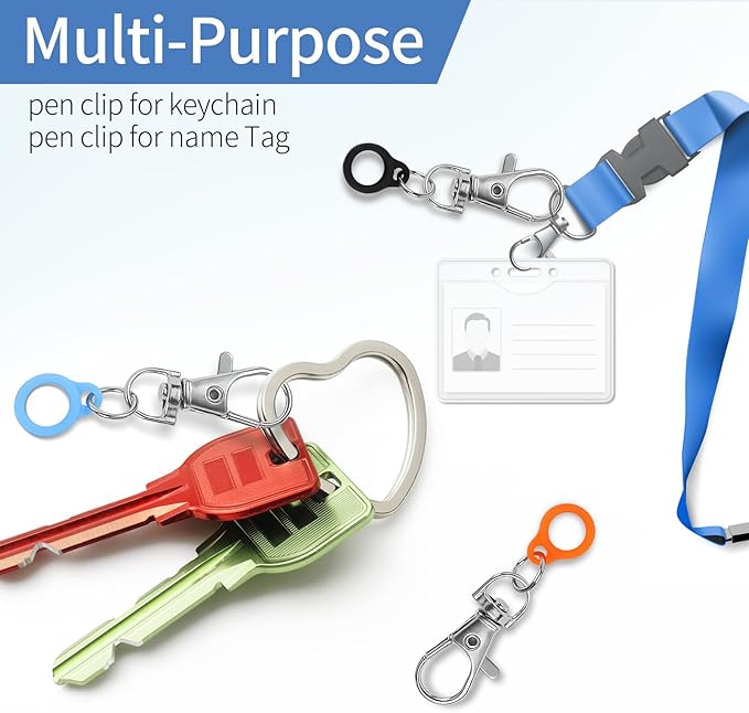 6PCS Retractable Pen Holders - Clip on Pens for Badge Reel, Perfect Pen Holder for Lanyard, Nurses, and X-ray Marker Holder