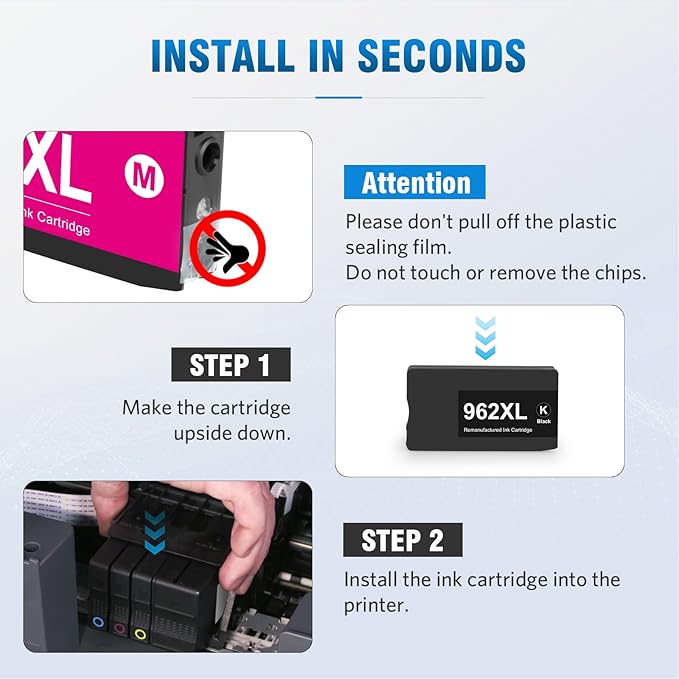 962XL 962 Black Ink Cartridges 2-Pack Compatible Replacement for HP 962XL Ink Work with HP OfficeJet Pro 9014e 9015e 9018e 9020e 9022e 9025e 9028e 9010 9013 9016 9023 9029 Printer