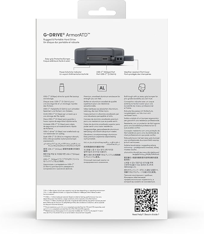 SanDisk Professional 6TB G-Drive ArmorATD - Rugged, Durable Portable External Hard Drive HDD, USB-C, USB 3.2 Gen 1 - SDPHE1G-006T-GBAND