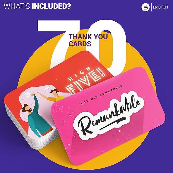 70 Kudos Cards - Thank You Appreciation & Recognition Blank Back Postcard – School Lunch Box Kids Notes – Business Employee Motivational Affirmation Bulk Gift – Teacher Reward Inspirational