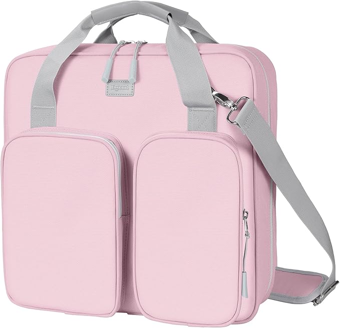 3 Inch 3 Ring Zipper Binder with Shoulder Strap & Handle & Multi-Pocket - 3" Binder with Zipper for School Girl & Boy, Compatible with 13-Inch Laptop MacBook/Tablet-Patent Design-Pink02