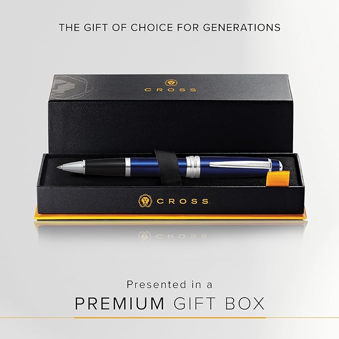 Cross Bailey Refillable Rollerball Pen Presented in a Premium Gift Box - Medium Point, Black Ink, Blue