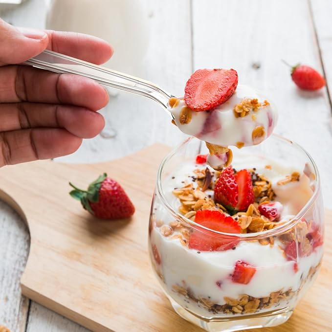 360 Count Extra Heavy Duty Clear Plastic Forks and Spoons, 180 Forks & 180 Spoons, Heat Resistant, Disposable Plastic Silverware, Disposable Spoons and Forks Set Plastic