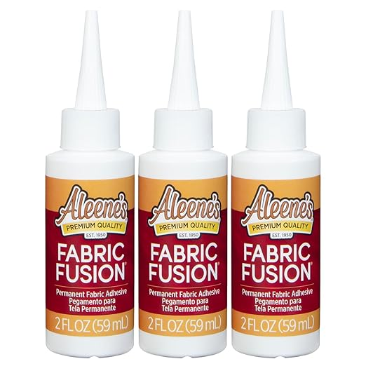 Aleene's Fusion Fabric Adhesive 2 fl oz 3-Pack, Washable Fabric Glue for Clothes, Denim, Leather, Patches, Polyester, Cotton, Fabrics, Dries Flexible