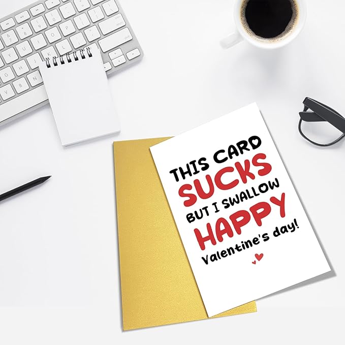 Rude Valentine's Day Card, Funny Valentines Card for Him, Naughty Valentines Day Card for Boyfriend Husband, This Card Sucks But I Swallow
