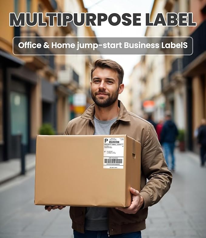 4x6 Thermal Shipping Labels for Thermal Printers - 500 Thermal Labels, Commercial Grade, Compatible with Multiple Thermal Shipping Label Printer, Ideal for E - Commerce & Logistics Business, White