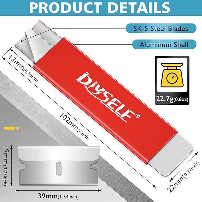 DIYSELF 12 Pack Box Cutters, Utility Knife Aluminum Alloy, Razor Knife Utility, Box Knife with Single Edge Razor Blade, Box Cutter Knives Retractable, Boxes Opener for Letters, Packages (Red)