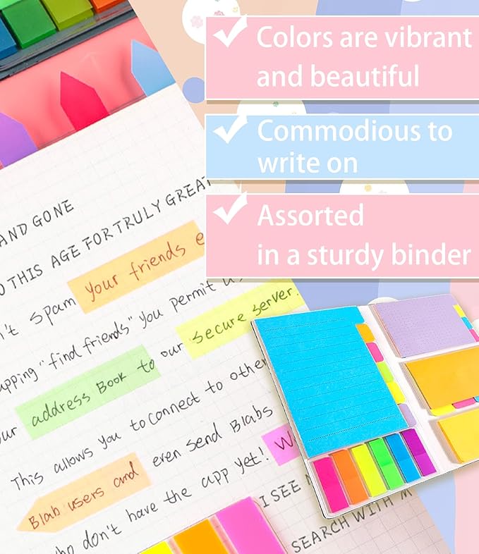 Sticky Notes Set, Sticky Notes Tabs, 710 Pack, Divider Sticky Notes, School Supplies, Office Supplies, Planner Sticky Notes, Sticky Note Dividers Tabs, Book Notes, Back to School Supplies (410pcs)