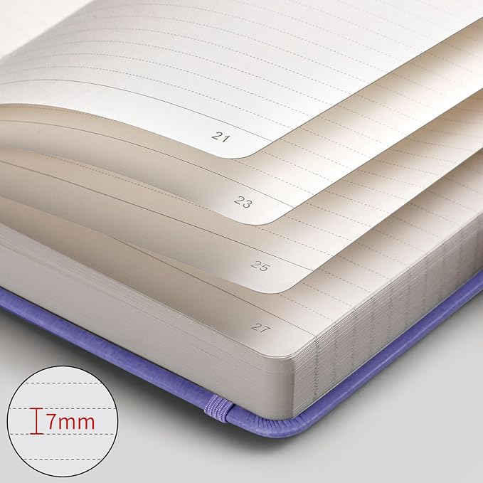 AHGXG Lined Journal Notebook, 320 Numbered Pages Thick Journal for Women, A5 Notebook College Ruled, 100gsm Thick Paper, Faux Leather Hardcover, for Writing Work, 5.75'' X 8.38''-Purple