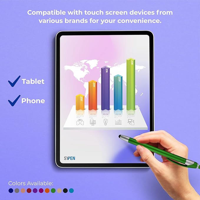 Personalized With your Custom Logo or Text Pens-Pack of 450- for Marketing, Parties, and Events, 2 in 1 Capacitive Stylus & Ballpoint Pen Compatible With Touchscreen Devices, Black Ink, Teal Pens