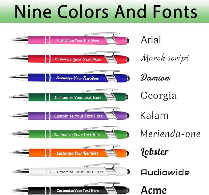 Max 500 Pcs Personalized Pens Bulk, Custom Pens with Free Engraving, Customized Stylus Tip Ballpoint Pen with Your Name Massage Text for School Office Business Graduation Anniversaries-30 Packs