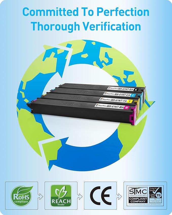 MasaiMara MX-61NT MX61NT Compatible Toner Cartridges for Sharp MX-61NT-BA MX-61NT-CA MX-61NT-MA MX-61NT-YA MX3071 MX-2651 MX-3050 MX-3070N MX-3071 MX-3570V MX-5070V MX-3550 Printer