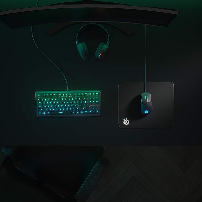 SteelSeries QcK Gaming Mouse Pad - Large Stitched Edge Cloth - Extra Durable - Optimized For Gaming Sensors - Black