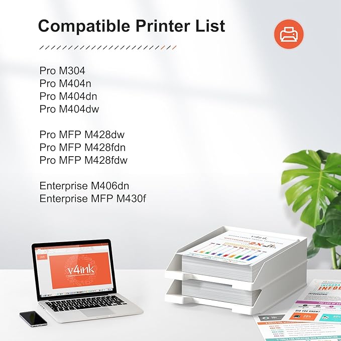 v4ink 58X CF258X High Yield Toner Cartridge Black (with Chip) Compatible Replacement for HP 58X 58A CF258X Toner for HP Pro M404dn M404n M404dw MFP M428fdw M428fdn M428dw M406dn M430f Printer, 2 Pack