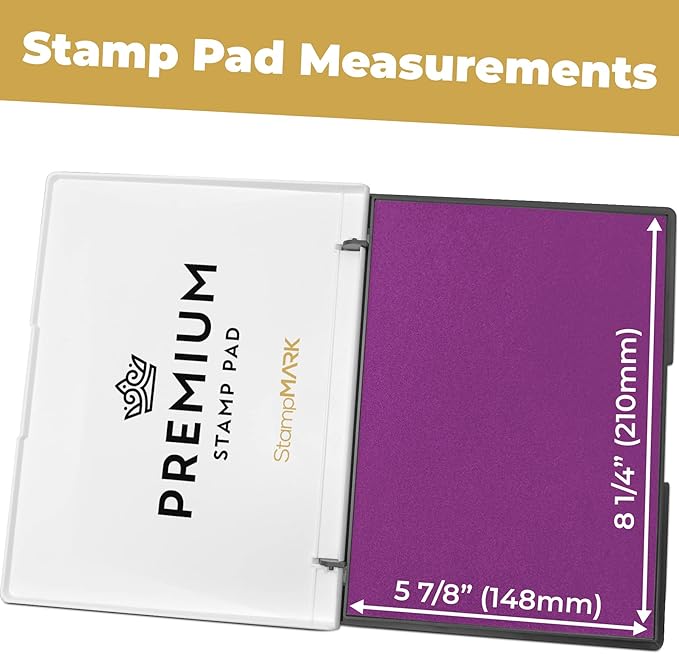 Premium Stamp Pad Extra Large Size 6" x 8" - for Traditional Rubber Stamps - Felt Pad Magenta Purple Color