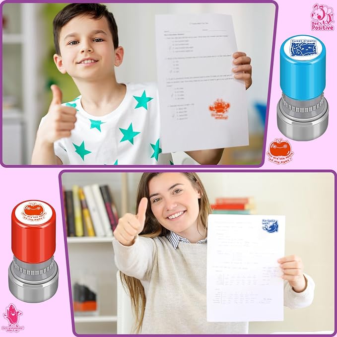 Yinder 24 Pcs Teacher Stamps for Classroom Self Inking Classroom Stamps Bulk for Teachers Elementary Colorful Motivational Encouraging Gifts(Lovely Animal)