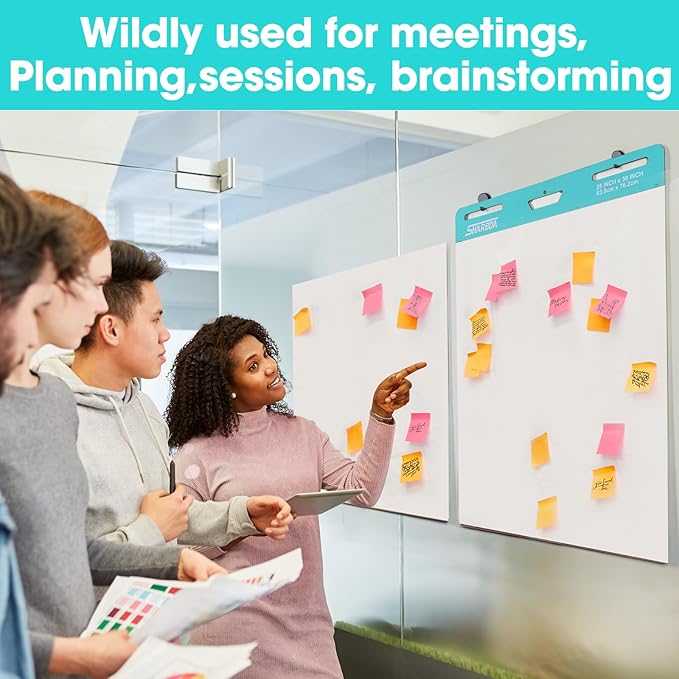 Sticky Mini Easel Pad, 15 x 18 Inches, Self Stick Flip Chart Paper,Sticky Chart Paper for Teachers, Anchor Chart Paper for Office, 30 Sheets/Pad,6 Pads