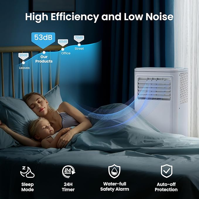 ZAFRO Portable Air Conditioners, 10000 BTU, 3 in 1 Portable AC Unit with Window Kits, Fan & Dehumidifier Modes, Cools up to 450 Sq.Ft, LED Display/Remote Control, 24H Timer for Living Room, Bedroom