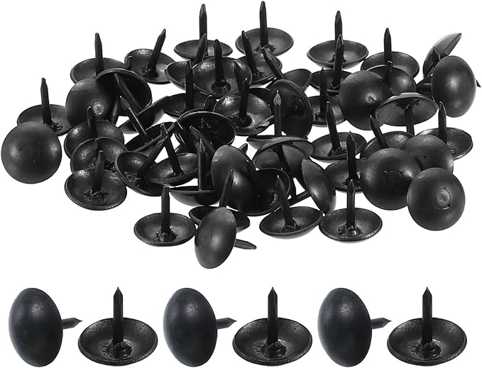 uxcell 100 Pcs Upholstery Tacks, 9 x 9mm Round Head Upholstery Nails Pins Vintage Decorative Furniture Tacks for Chairs Sofas Beds DIY Project, Black