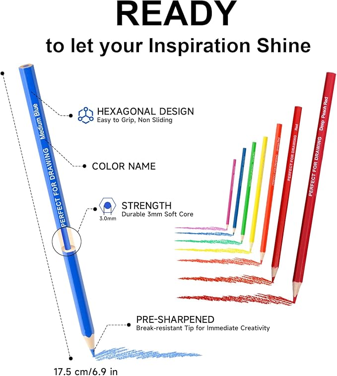 96 Colored Pencils Professional Coloring Pencil Sketch Colored Drawing Pencils Artist Color Pencil for Kids and Adults Coloring Art Color Pencils Set