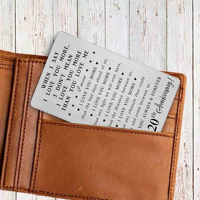 20th Anniversary Card Gifts for Him, 20 Year yr Anniversary Romantic Wallet Card Gifts for Couple Wife