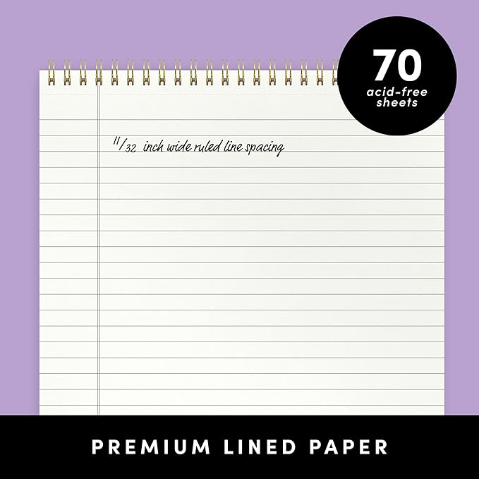 PAPERAGE Top Bound Spiral Notebook, 6 Pack, Lined Notepad, (Raspberry/Marigold/Mint), 70 Sheets (140 Pages) Per Notebook, Wide/Legal Ruled, 8.5 inches x 11 inches