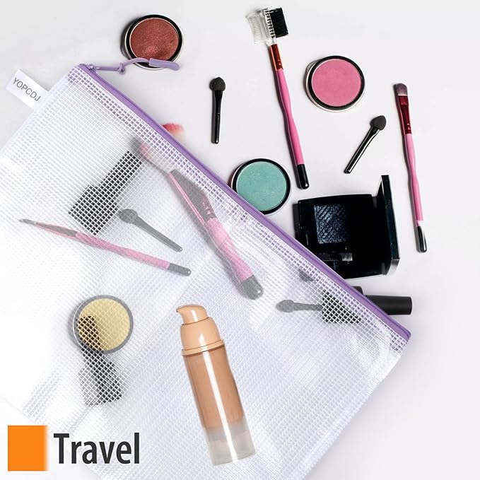 20PCS Mesh Zipper Pouch Bags, A4 13x9 Inches Waterproof Mesh Bags with Zipper, Plastic Zipper Pouch for Organizing, Mesh Bag for Travel Storage School Supplies, 8 Colors Assortment