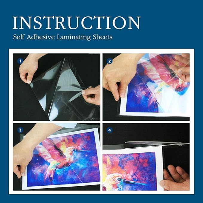 Self Stick Laminating Sheets 8.7 x 12.2 Inches, 4mil, Pack of 20, No Heat, No Machine, Peel and Stick Laminating Sheets, Self Adhesive Contact Paper, Self Sealing Clear Vinyl Stickers by VIOLLETO"