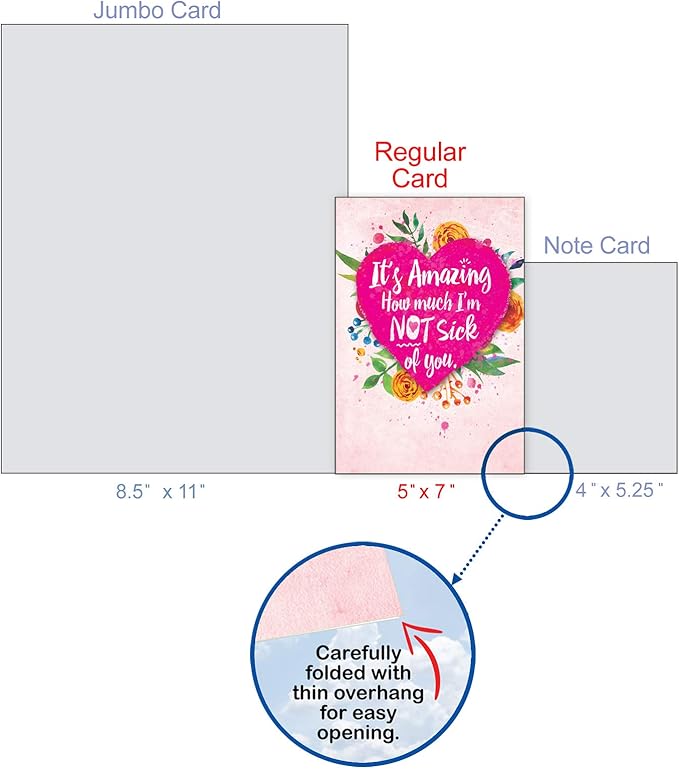 NobleWorks - Funny Anniversary Greeting Card - Romantic Spouse Humor, Married Couples Anniversary Notecard - Not Sick of You C6857ANG