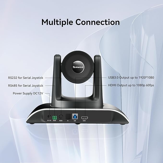 Tenveo All-in-One Conference System 3X Optical Zoom PTZ Camera and MagiCall Bluetooth Speakerphone Upgraded System Audio and Video Output USB3.0/HDMI/RS485/RS232 Works with Zoom OBS for Large Meeting