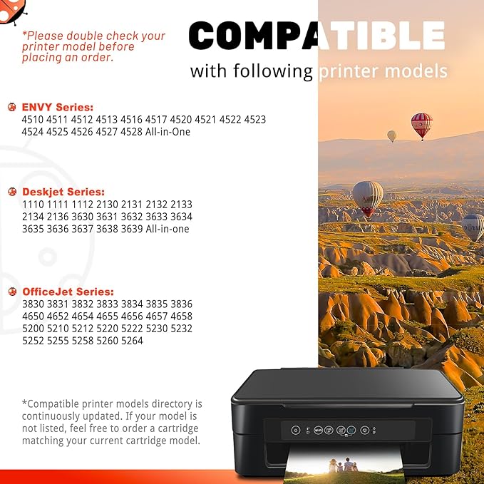 COCCINK 63XL Ink Cartridge for HP Officejet 3830 3833 4652 4655 5212 5222 5255 5258 Deskjet 3630 3632 2130 Envy 4511 4512 4520 Printer Remanufactured Inkjet for HP 63 XL Black and Color Combo Pack